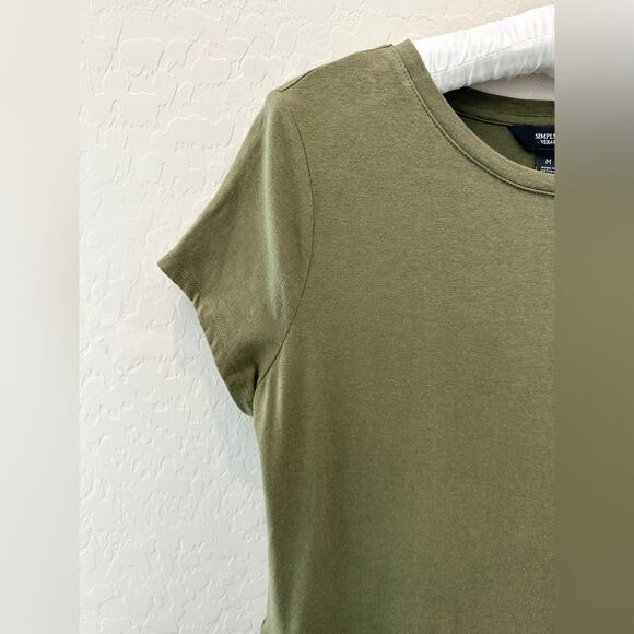 SIMPLY VERA VERA WANG | Olive Green Pleated Hem Tunic Tee Shirt | Medium - Picture 3 of 8